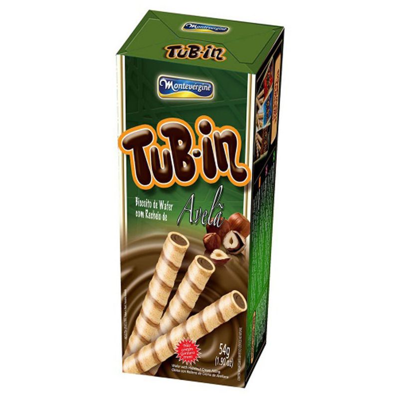 Tubinho de Wafer Tub In Avelã 54g c/24 - Montevérgine