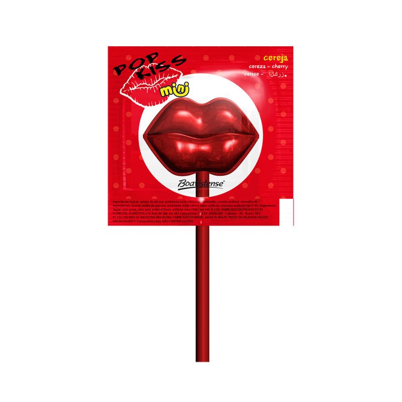 Pirulito Mini Pop Kiss Cereja 200g - Boavistense