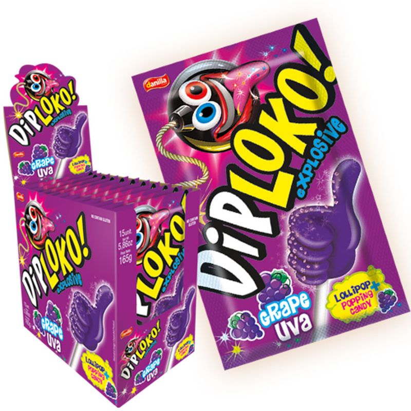 Pirulito Explosivo Dip Loko Boom Uva 11g c/15 - Danilla