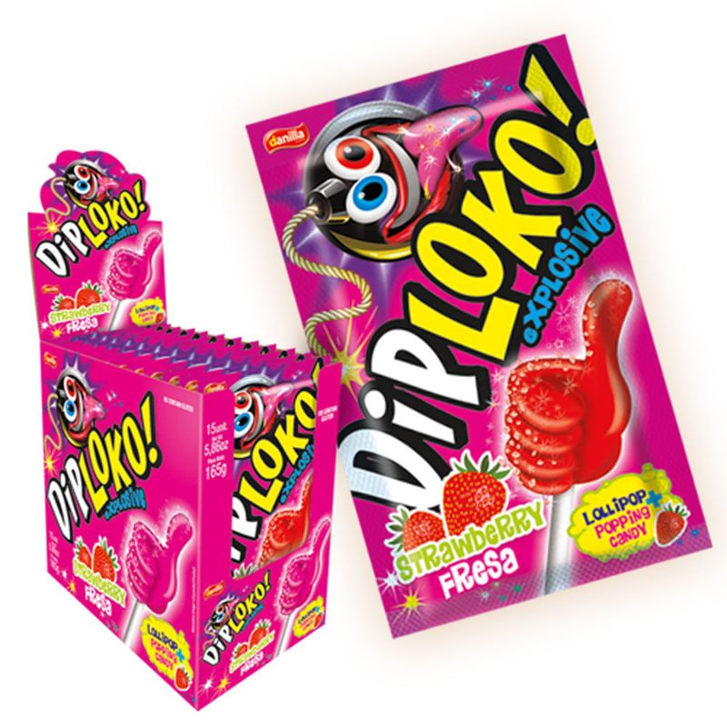 Pirulito Explosivo Dip Loko Boom Morango 11g c/15 - Danilla