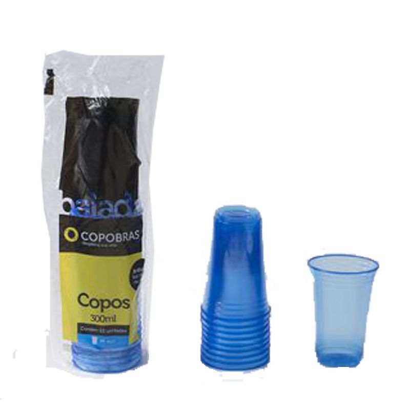 Copos Balada Neon Azul 300ml c/25 - Copobras