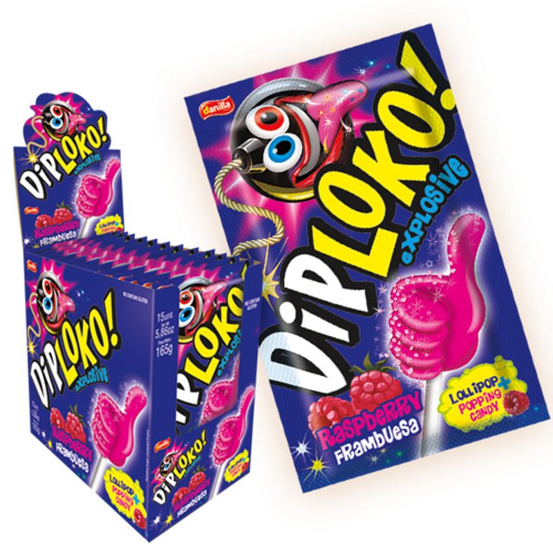 Pirulito Explosivo Dip Loko Boom Framboesa 11g c/15 - Danilla
