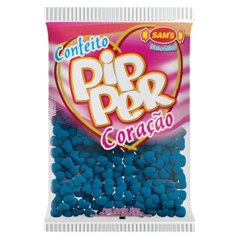 Confeito Pipper Coração Framboesa Azul 500g - Sams
