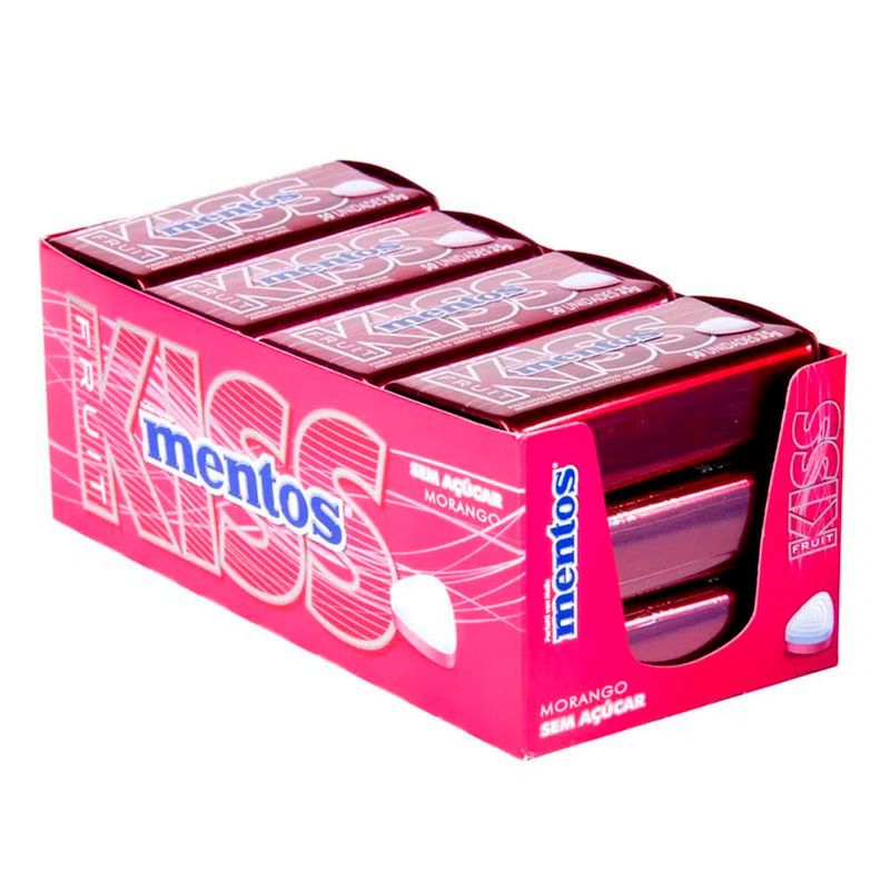 Pastilha Mentos Kiss Fruit Morango c/12 - Perfetti