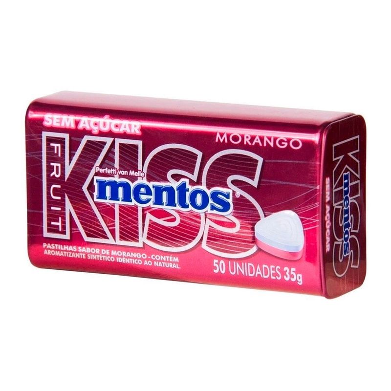 Pastilha Mentos Kiss Fruit Morango c/12 - Perfetti