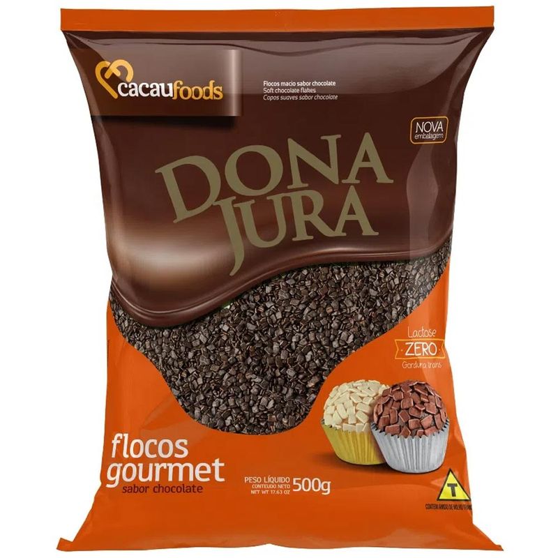 Flocos de Chocolate Macio Dona Jura 500g - Cacau Foods