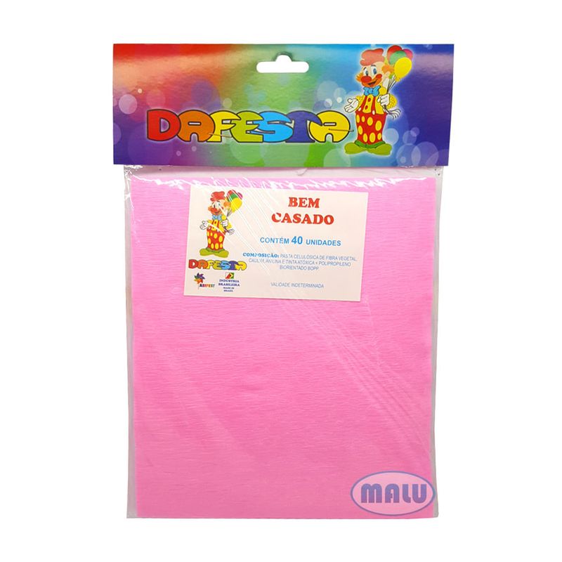 Embalagem Crepom Bem Casado Rosa c/40 - Dafesta