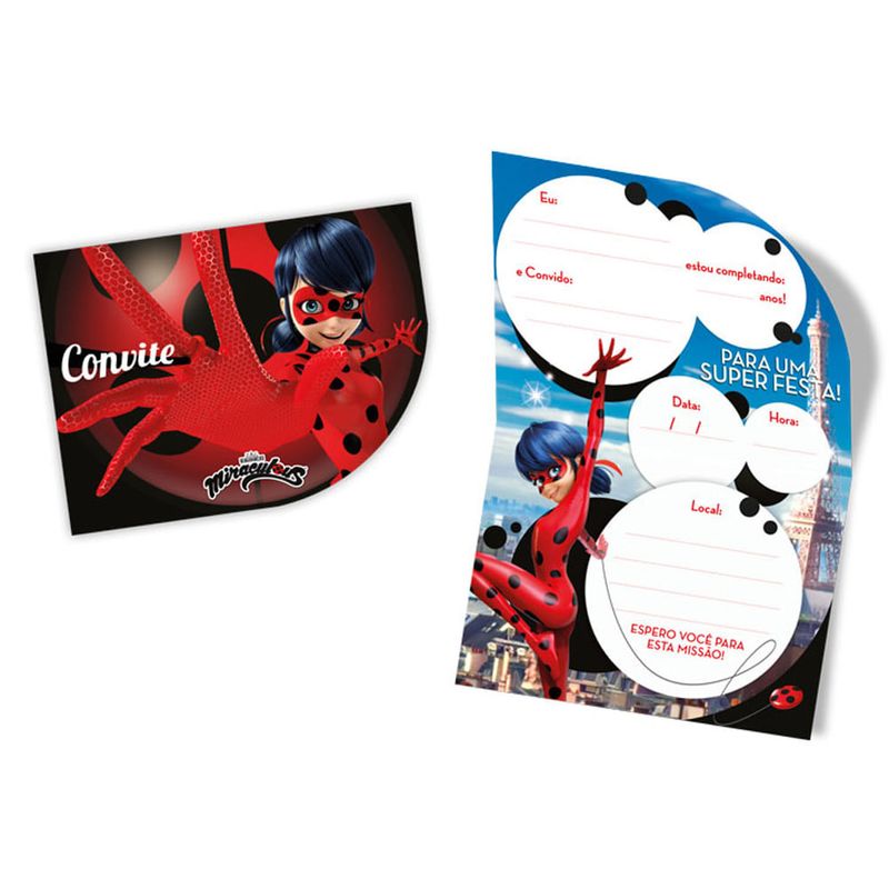Miraculous Ladybug Convite Pequeno c/8 - Regina