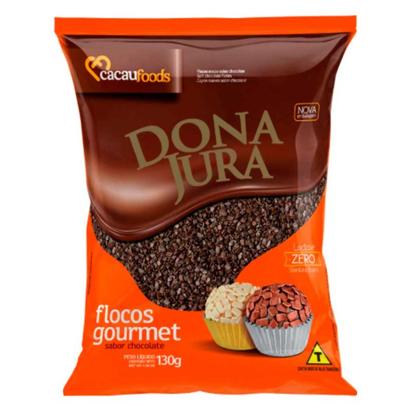 Flocos de Chocolate Macio Dona Jura 130g - Cacau Foods