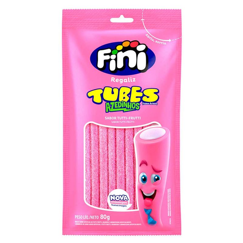 Bala de Gelatina Tubes Cítrico Tutti Frutti 80g - Fini