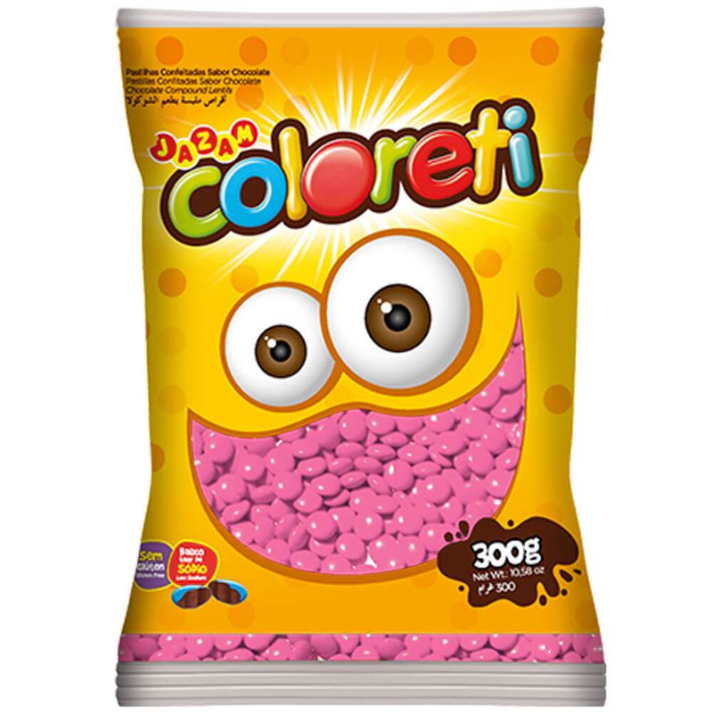 Confeito Chocolate Rosa Coloreti 300g - Jazam