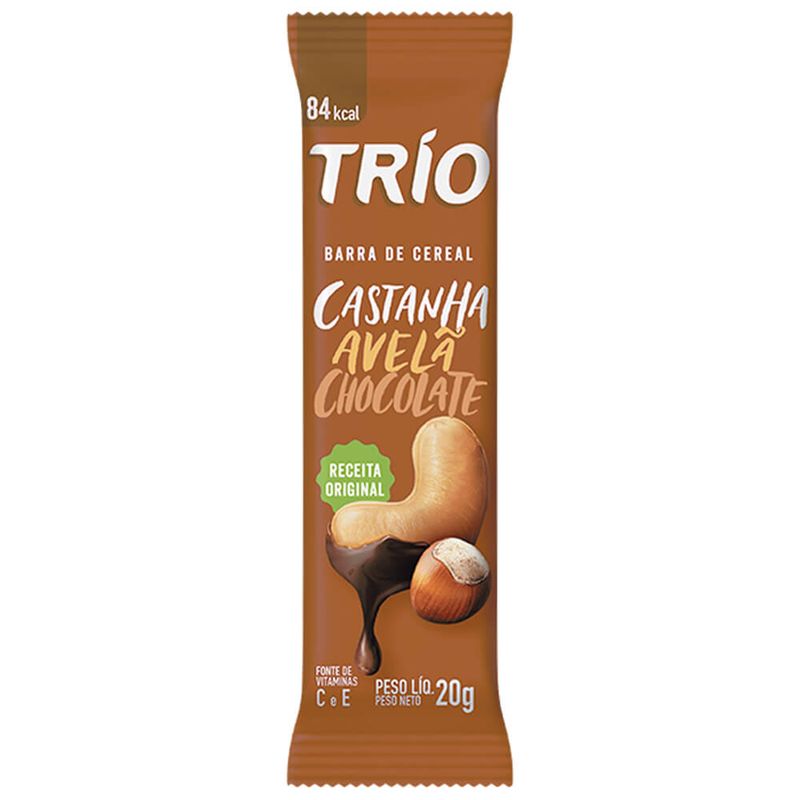 Barra de Cereais Castanha Avelã Chocolate c/12 - Trio