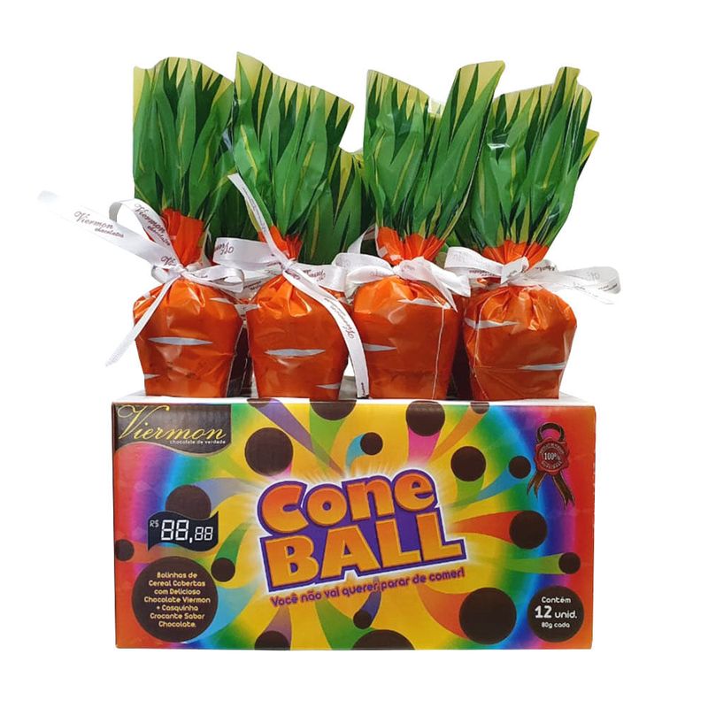 Cone Ball Casquinha Chocolate ao Leite Crocante 80g c/12 - Viermon