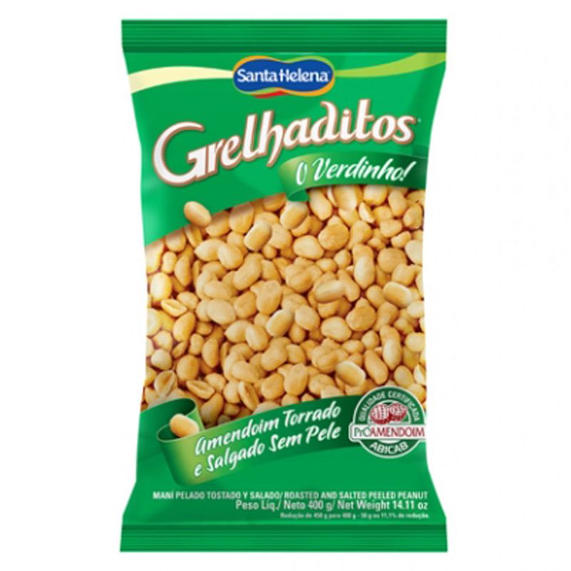 Amendoim Grelhaditos Sem Pele 400g - Santa Helena
