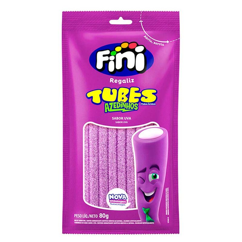 Bala de Gelatina Tubes Uva Cítrico 80g - Fini