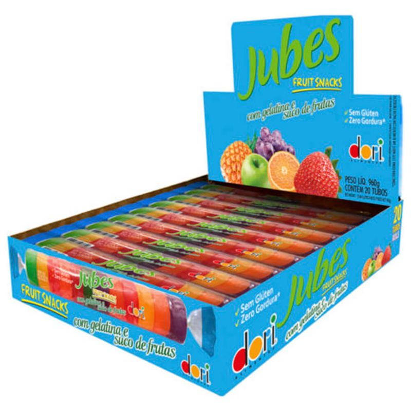 Bala de Goma Tubo Jubes Mix Tropical c/20 - Dori