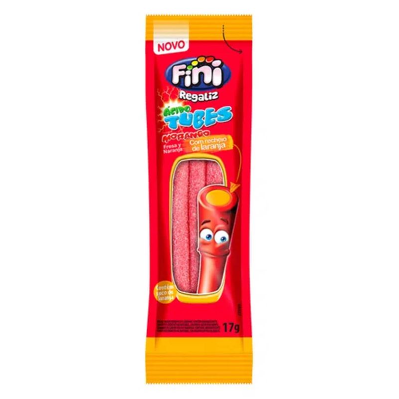 Mini Bala de Gelatina Tubes Morango/Laranja c/12 - Fini