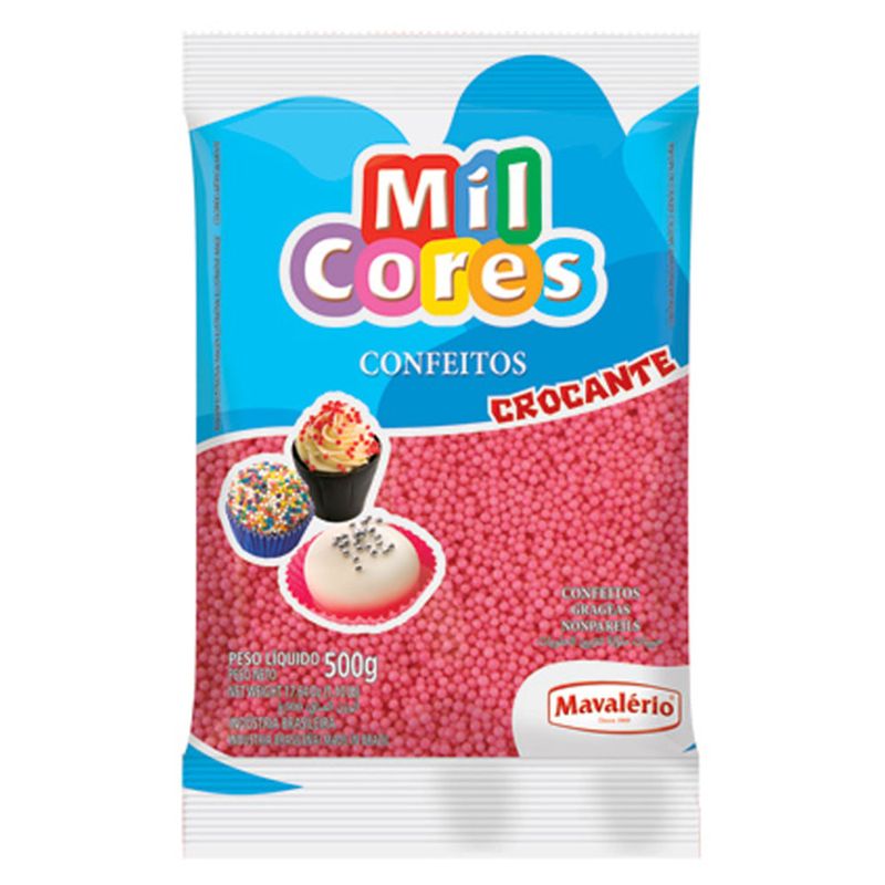 Confeito Miçanga Rosa Mil Cores 500g - Mavalério