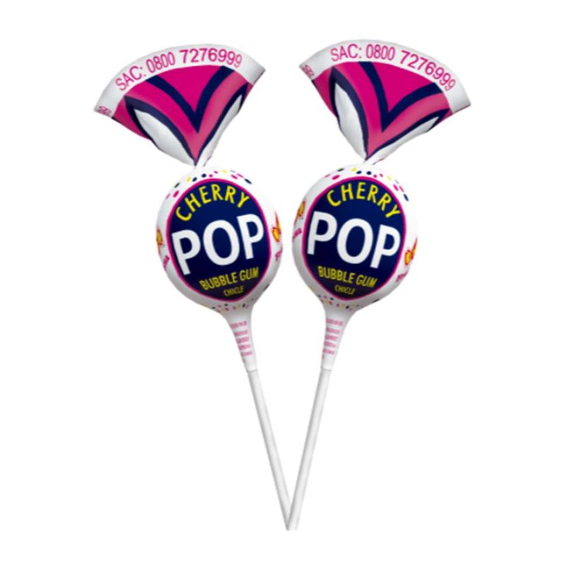 Pirulito Cherry Pop Framboesa Recheio Chiclete c/50 - Sams
