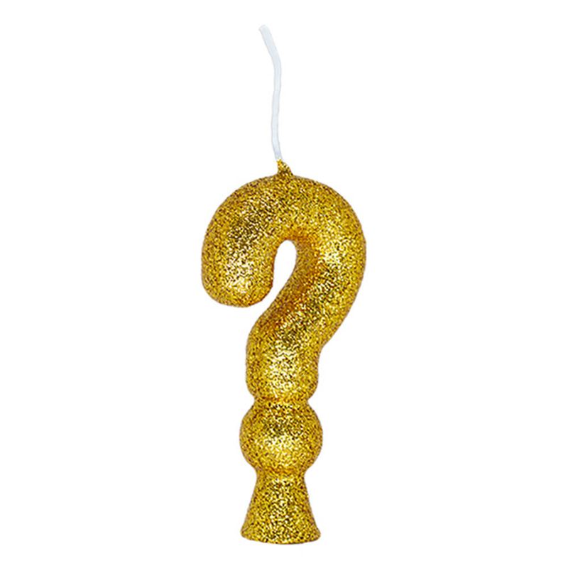 Vela de Aniversário Cintilante Interrogação Dourado - Regina