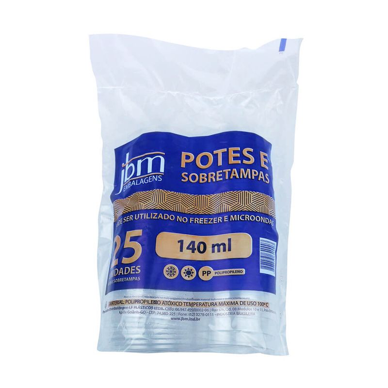 Pote Redondo com Tampa Freezer e Micro-ondas 140ml c/25 - JBM