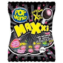 Pirulito Pop Mania Maxxi Cereja Recheio Chiclete c/24 - Riclan