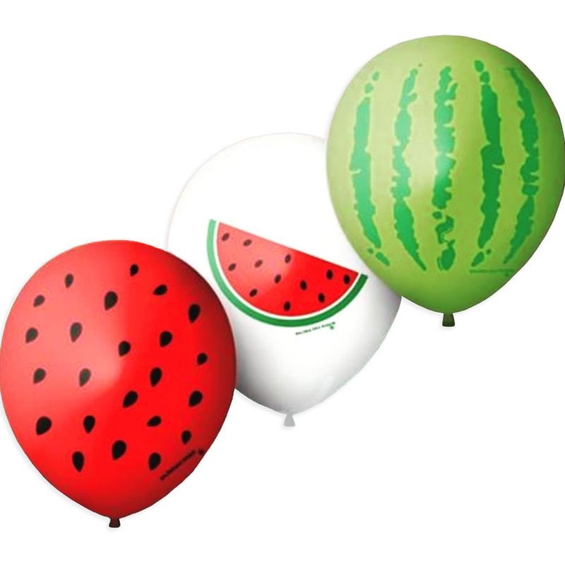 Balão Decorado Melancia Sortido Tamanho 9 c/25 - São Roque
