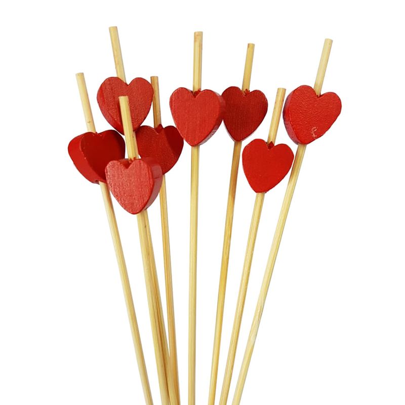 Picks Bambu Coração Vermelho Ref.HA010 c/20 - Silver Festas