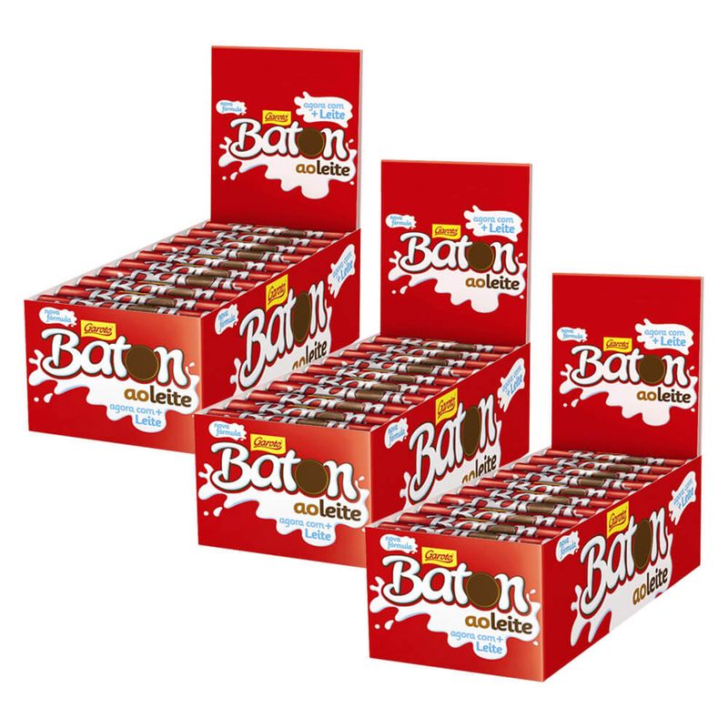 Kit 3 Chocolates Baton Ao Leite c/30 - Garoto