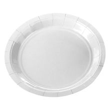 Prato Sobremesa Papel Branco 18cm c/10 - Silver Festas