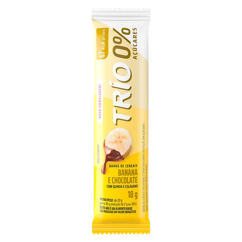 Barra de Cereais Banana com Chocolate Zero Açúcar c/12 - Trio