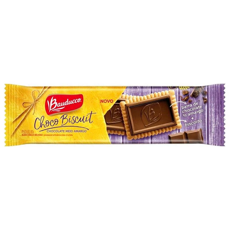 Biscoito Choco Biscuit Meio Amargo 80g - Bauducco