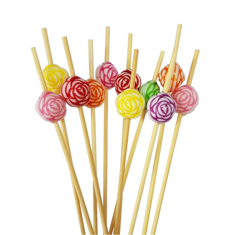 Picks Bambu Flores Sortidas Ref.HA212 c/20 - Silver Festas