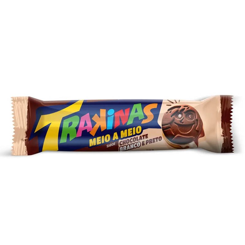 Biscoito Recheado Trakinas Meio a Meio Chocolate Branco e Preto 126g - Nabisco