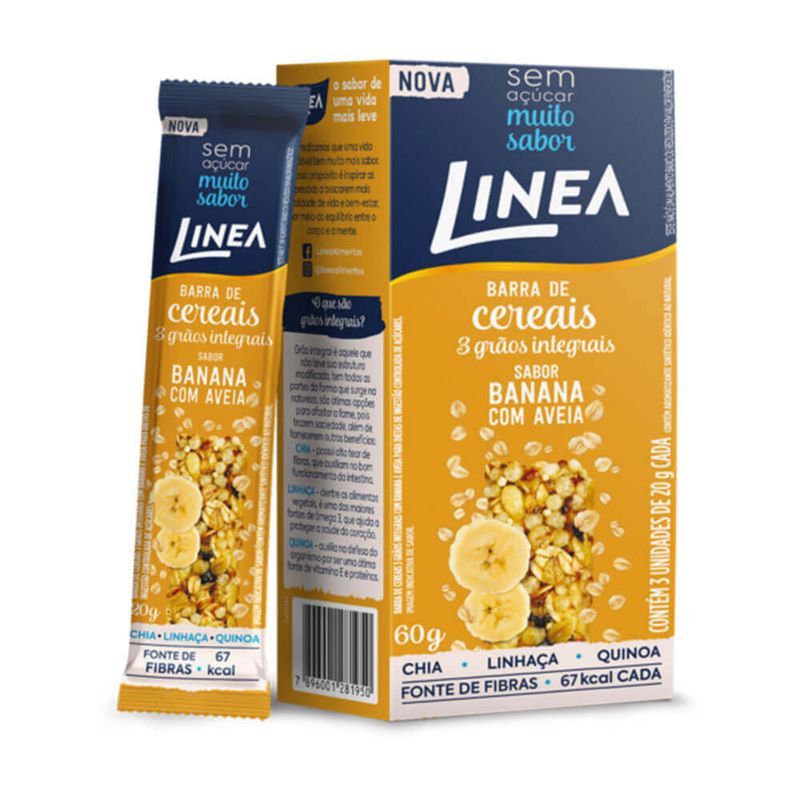 Barra de Cereal Diet 3 Grãos Banana com Aveia c/3 - Linea