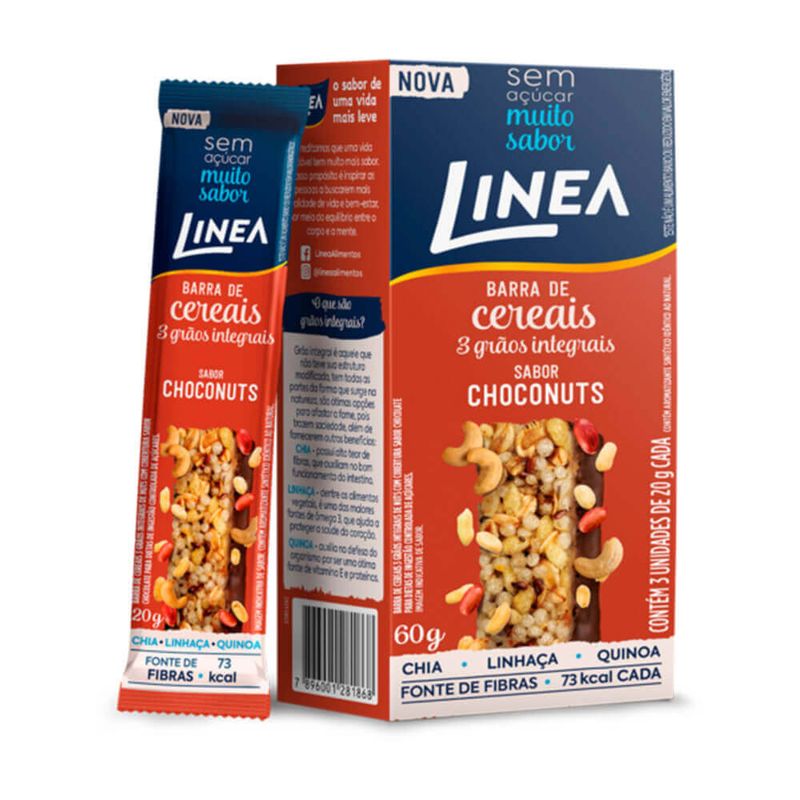 Barra de Cereal Diet 3 Grãos Choconuts c/3 - Linea