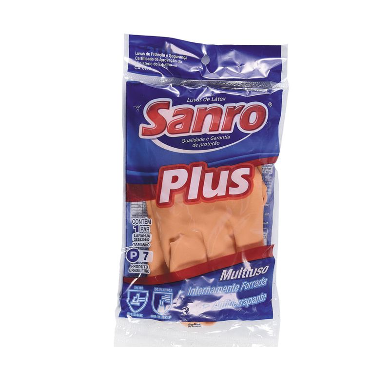 SANRO LUVA BORRACHA PAR PLUS LARANJA P