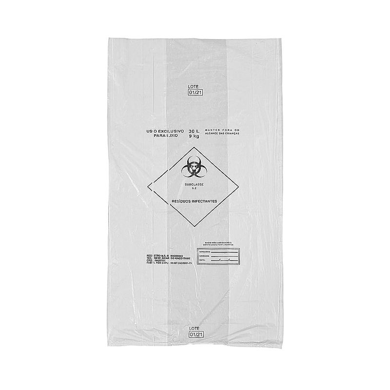 SACO PLAST LIXO PJ INFECT BCO 030LTS C/100
