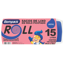 BOMPACK SACO P/LIXO AZ 15LT ROLL C/80