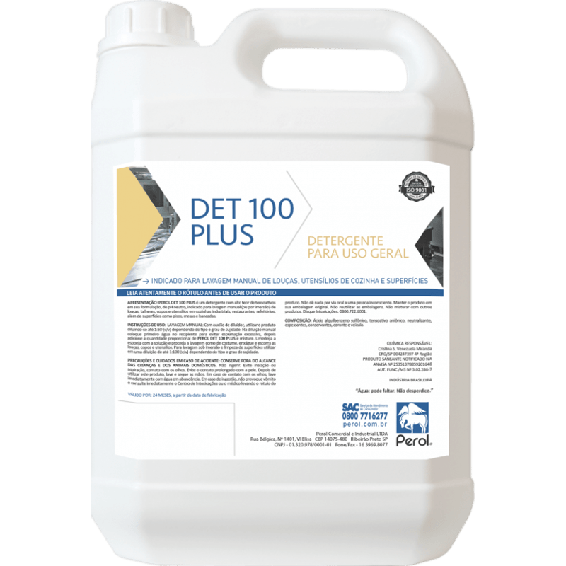 PEROL DETERG NEUTRO CONCENTR DET-100PLUS C/5L