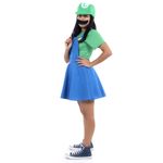 Fantasia Luigi Feminino Vestido Teen - Super Mario World P