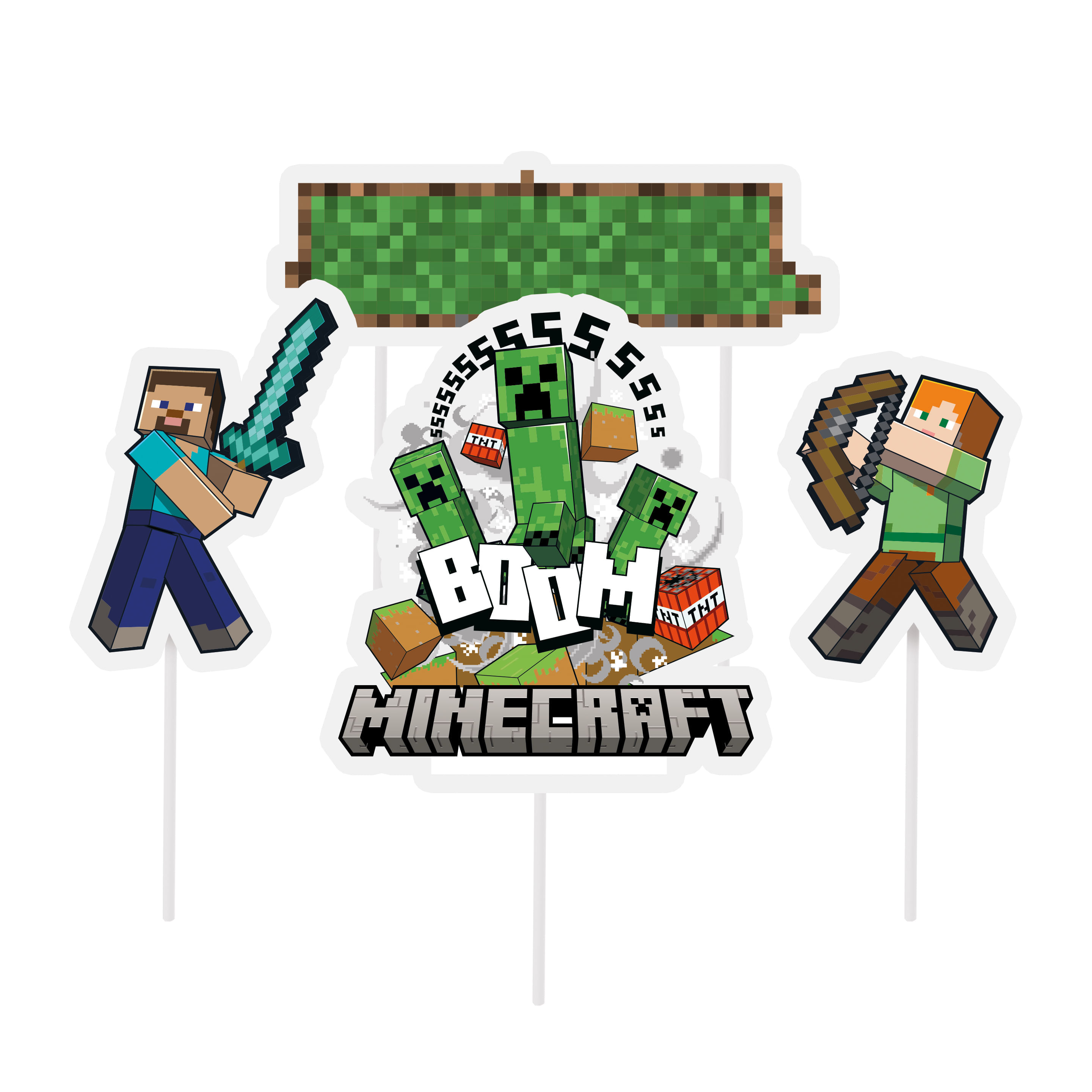 Topo de Bolo Minecraft 5 + 4 Arquivos a Sua Escolha