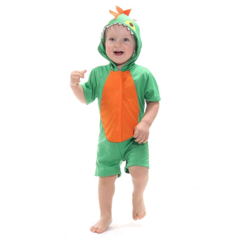 Fantasia Dinossauro Kigurumi Curto Bebê com Capuz 
 M