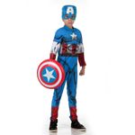 Fantasia Capitão América Infantil Animation Original com Máscara e Peitoral - Vingadores - Marvel G