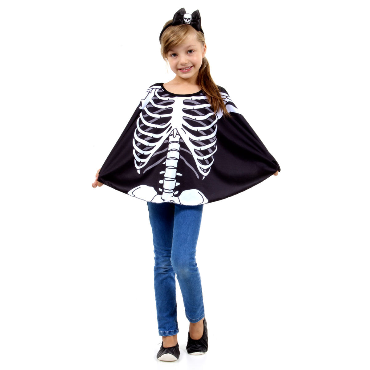 Fantasia Infantil - Conjunto Vampira C/ Morcego Pop - Tamanho P (3 a 5  anos) - 10312 - Sulamericana - Kits e Gifts