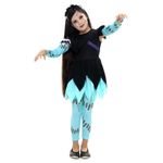 Fantasia Frankenstein Feminina Vestido Infantil com Meias e Tiara - Halloween GG