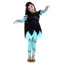 Fantasia Frankenstein Feminina Vestido Infantil com Meias e Tiara - Halloween