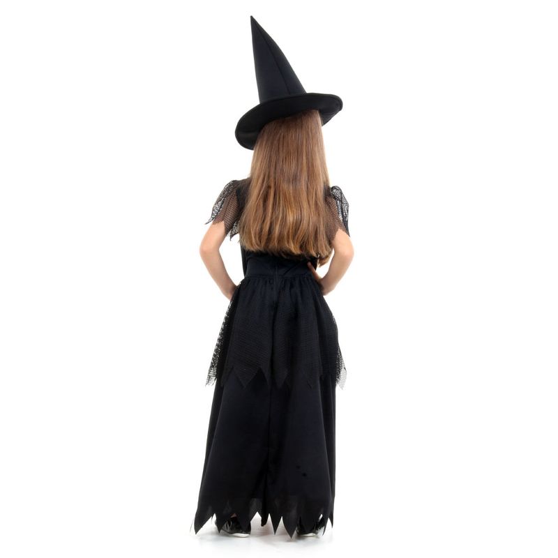 Fantasia Bruxa Laranja Vestido Longo Infantil com Chapéu - Halloween P