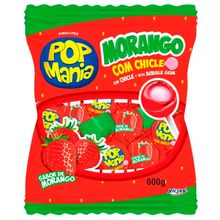 Pirulito Pop Mania Morango Recheio Chiclete c/50 - Riclan