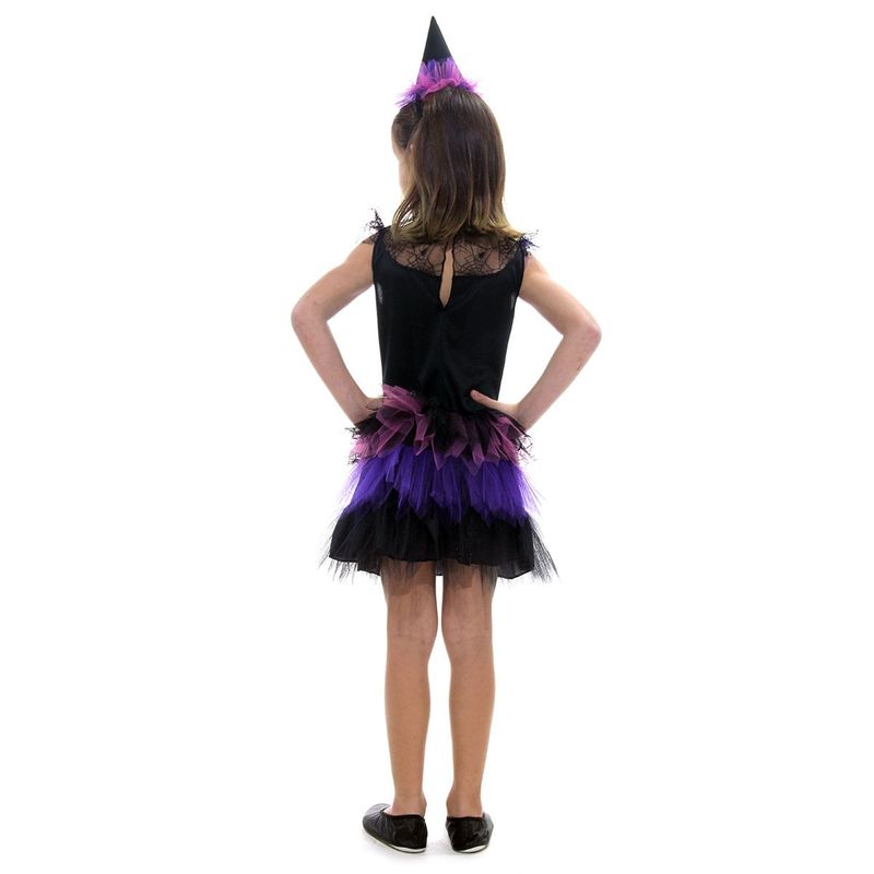Fantasia Bruxa Aranha Vestido Infantil com Chapéu - Halloween G